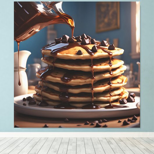 Schokolade Chip Pancakes Leinwanddruck (Insitu (Holzboden))