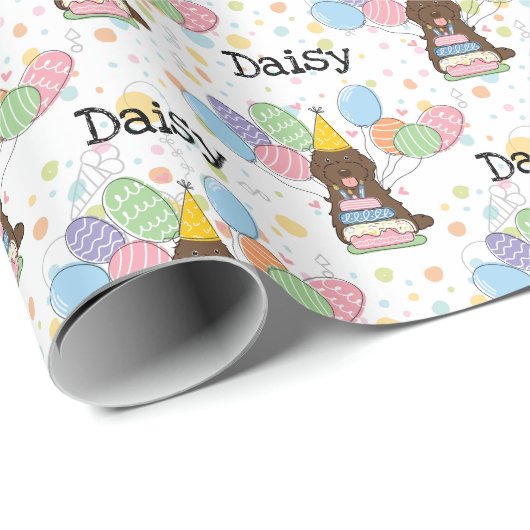 Schokolade Cockapoo Cavapoo Hund Geburtstag Geschenkpapier (Rolleneckpunkt)