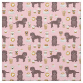 Schokolade-Cockapoo-Hund rosa Kaffee Stoff (Muster)