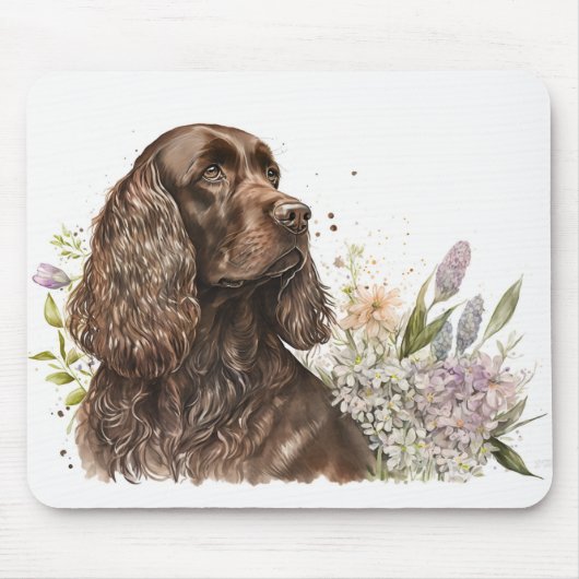 Schokolade Cocker Spanisch in Lilacs Mousepad (Vorne)