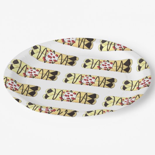 Schokolade Crêpe Pancake Frankreich Französische L Pappteller (Schrägansicht)