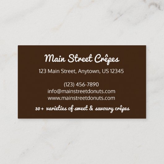 Schokolade Crêpe Pancake Frankreich Französische L Visitenkarte (Rückseite)