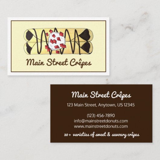 Schokolade Crêpe Pancake Frankreich Französische L Visitenkarte (Vorne/Hinten)
