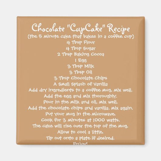 Schokolade "Cup Cake" in einer Tasse Rezept - Magn Magnet (Vorne)