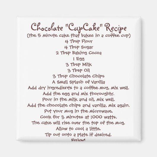 Schokolade "Cup Cake" in einer Tasse Rezept - Magn Magnet (Vorne)