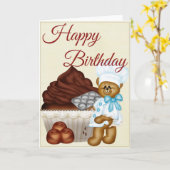 Schokolade Cupcake Baker Happy Birthday Card Karte (Gelbe Blume)