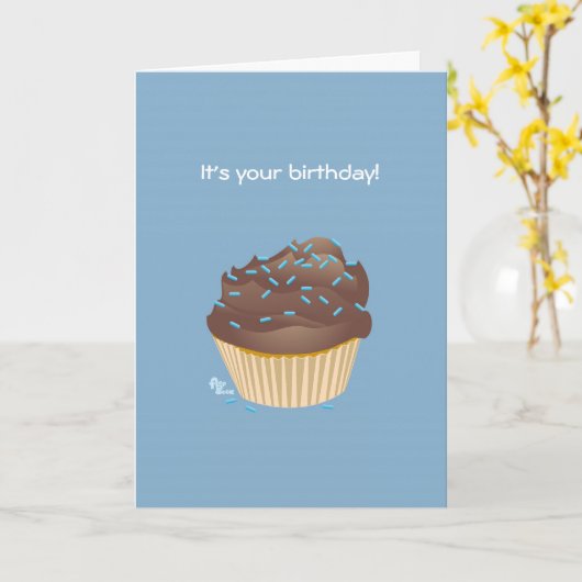 Schokolade Cupcake Geburtskarte Karte (Gelbe Blume)