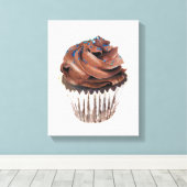 Schokolade Cupcake Handgezeichnet Stift Kunstwerk Leinwanddruck (Insitu (Holzboden))