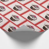 Schokolade Cupcake mit Cherry Red Gift Wrap Geschenkpapier (Ecke)