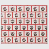 Schokolade Cupcake mit Cherry Red Gift Wrap Geschenkpapier (Flach)