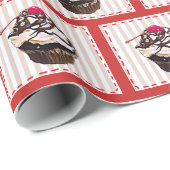 Schokolade Cupcake mit Cherry Red Gift Wrap Geschenkpapier (Rolleneckpunkt)