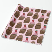 Schokolade Cupcakes auf rosa Geschenk Geschenkpapier (Ungerollt)