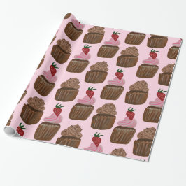 Schokolade Cupcakes auf rosa Geschenk Geschenkpapier