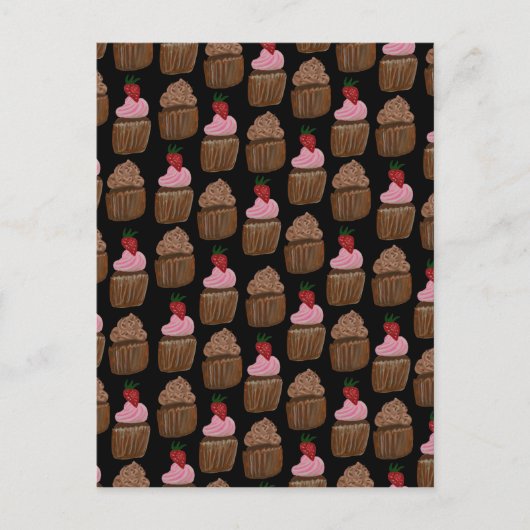 Schokolade Cupcakes Muster glücklich Geburtstag Postkarte (Vorderseite)