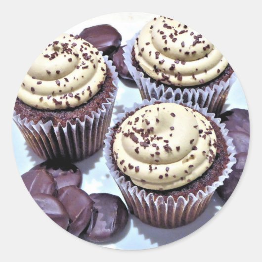 Schokolade Cupcakes White Icing Runder Aufkleber (Vorderseite)