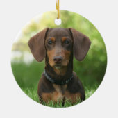 Schokolade Dackel Dackel Hund Keramik Ornament (Hinten)