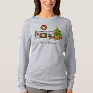 Schokolade Dackel mit glattem Coat - Weihnachtsrau T-Shirt