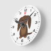 Schokolade Dackel mit Niedlichem Hund des Herzens Runde Wanduhr (Winkel)