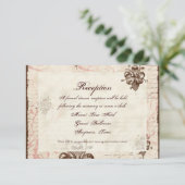 Schokolade Damask Swirl Wedding Response RSVP Kart Einladung (Stehend Vorderseite)