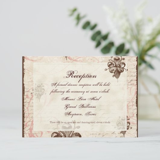 Schokolade Damask Swirl Wedding Response RSVP Kart Einladung (Stehend Vorderseite)