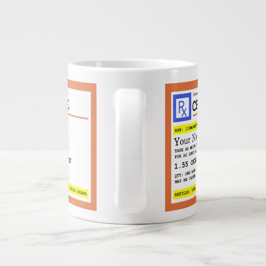 Schokolade der Verschreibung, benutzerdefinierbare Jumbo-Tasse (Rückseite)