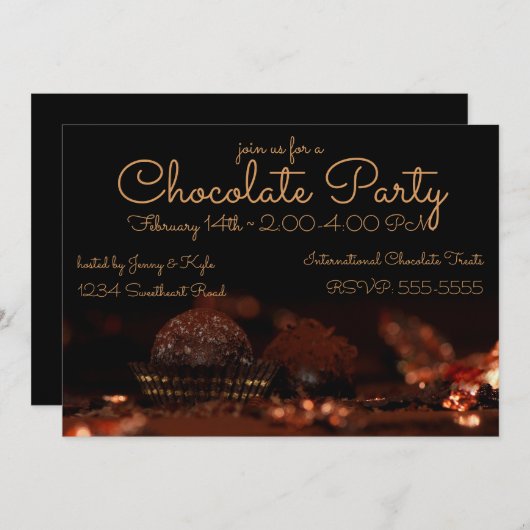 Schokolade Dessert Party Einladung (Vorne/Hinten)
