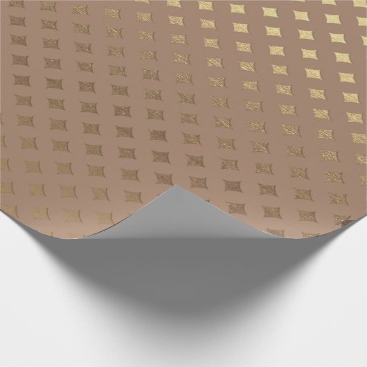 Schokolade Diamond Brown Sepia Gold Metallic Geschenkpapier (Ecke)