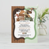 Schokolade & Dinosaurier JEDES ALTER Geburtstag Ge Einladung (Stehend Vorderseite)