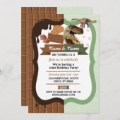 Schokolade & Dinosaurier JEDES ALTER Geburtstag Ge Einladung (Vorne/Hinten)