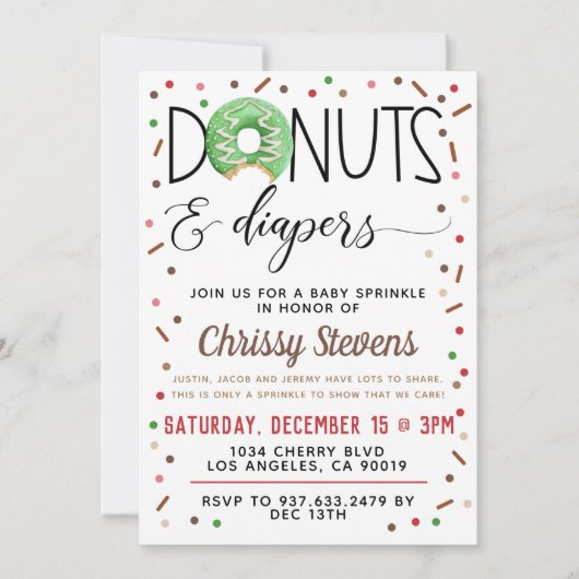 Schokolade Donut Baby Sprinkle Dusche Einladung (Vorderseite)