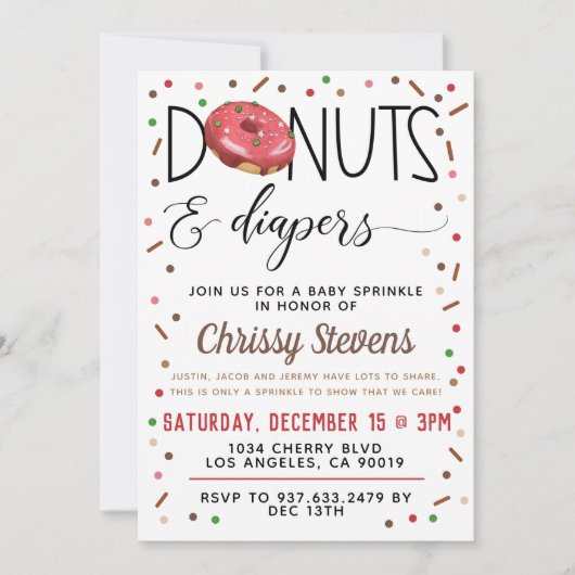 Schokolade Donut Baby Sprinkle Dusche Einladung (Vorderseite)