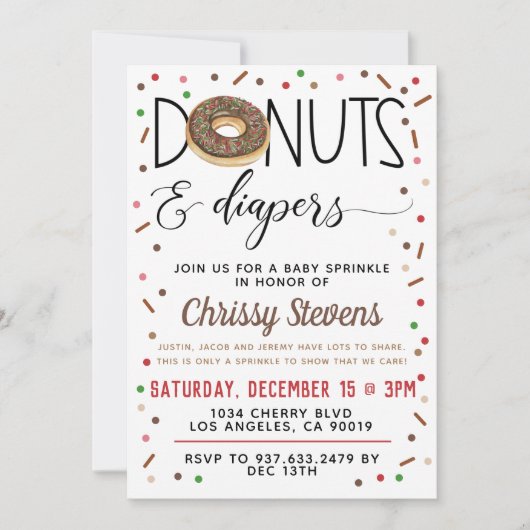 Schokolade Donut Baby Sprinkle Dusche Einladung (Vorderseite)