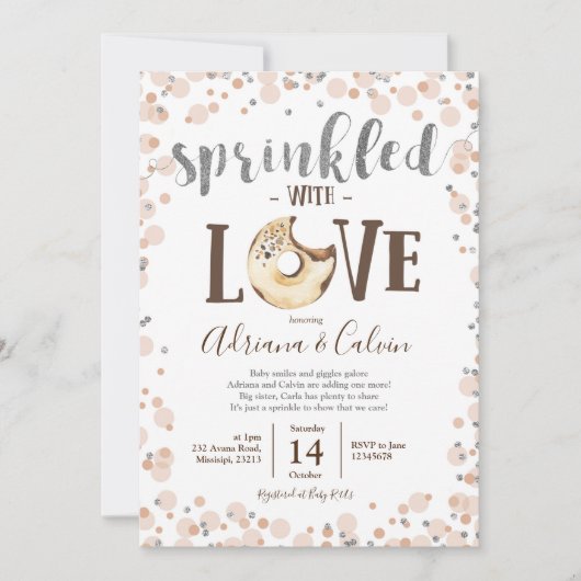 Schokolade Donut Baby Sprinkle Dusche Einladung (Vorderseite)