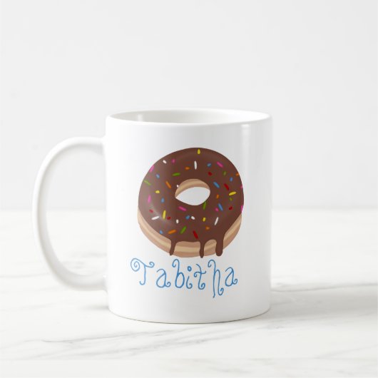Schokolade Donut Custom Blue Name Kaffee Kaffeetasse (Links)