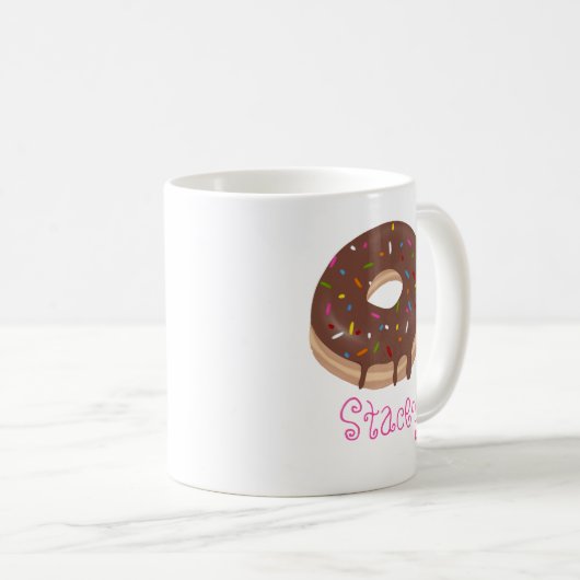 Schokolade Donut Custom Pink Name Kaffee Kaffeetasse (VorderseiteRechts)