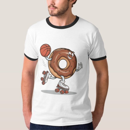 Schokolade Donut Skateboarding mit T-Shirt (Vorderseite)