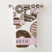 Schokolade Donuts, Karamellabüsse, Icing, Ihr Name Badhandtuch Set (Insitu)