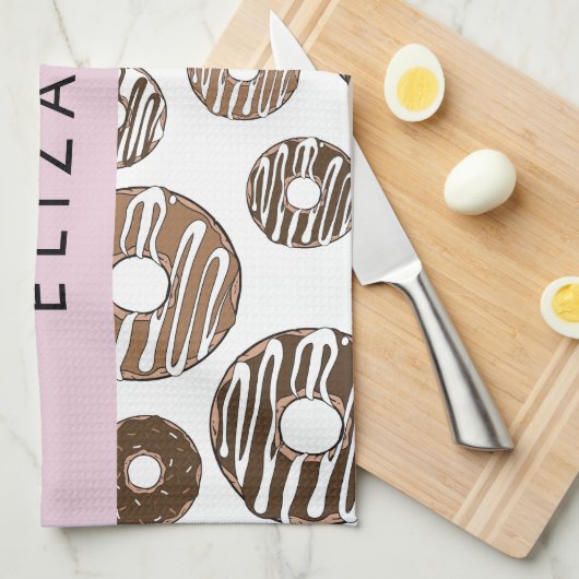 Schokolade Donuts, Karamellabüsse, Icing, Ihr Name Geschirrtuch (Viertel Falte)