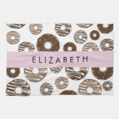 Schokolade Donuts, Karamellabüsse, Icing, Ihr Name Geschirrtuch (Horizontal)