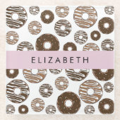Schokolade Donuts, Karamellabüsse, Icing, Ihr Name Glasuntersetzer (Vorderseite)