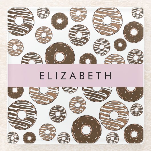 Schokolade Donuts, Karamellabüsse, Icing, Ihr Name Glasuntersetzer (Vorderseite)