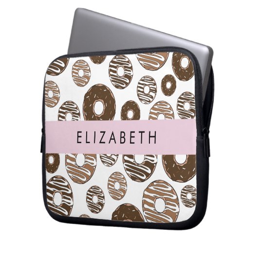 Schokolade Donuts, Karamellabüsse, Icing, Ihr Name Laptopschutzhülle (Vorderseite Links)