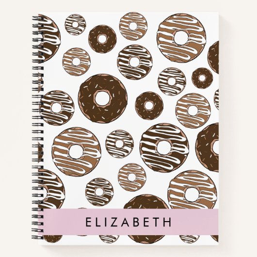 Schokolade Donuts, Karamellabüsse, Icing, Ihr Name Notizblock (Vorderseite)