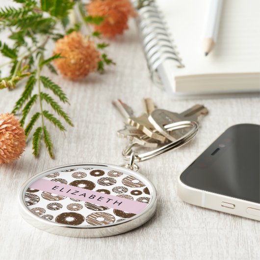 Schokolade Donuts, Karamellabüsse, Icing, Ihr Name Schlüsselanhänger (Seite)