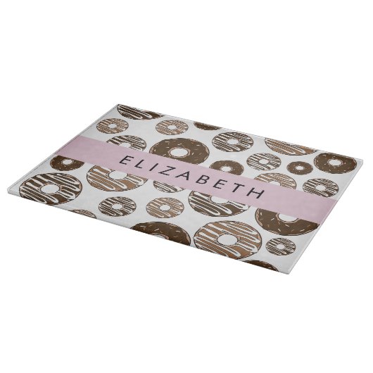 Schokolade Donuts, Karamellabüsse, Icing, Ihr Name Schneidebrett (Ecke)