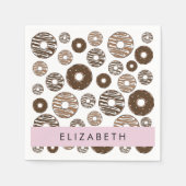Schokolade Donuts, Karamellabüsse, Icing, Ihr Name Serviette (Vorderseite)
