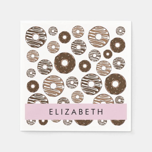 Schokolade Donuts, Karamellabüsse, Icing, Ihr Name Serviette (Vorderseite)