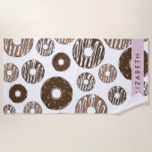 Schokolade Donuts, Karamellabüsse, Icing, Ihr Name Strandtuch (Vorderseite)