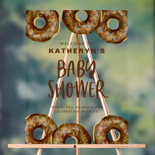 Schokolade Donuts Kinderdusche Willkommen Acrylschild (Neutral)