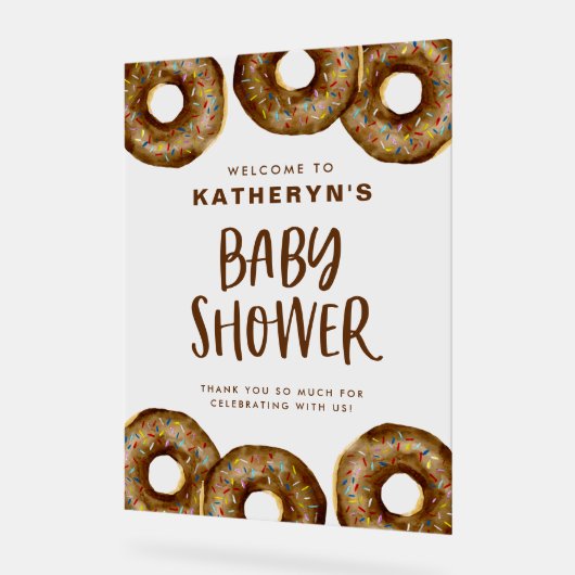 Schokolade Donuts Kinderdusche Willkommen Acrylschild (Winkel)